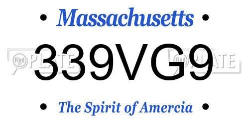 339VG9 Massachusetts License Plate