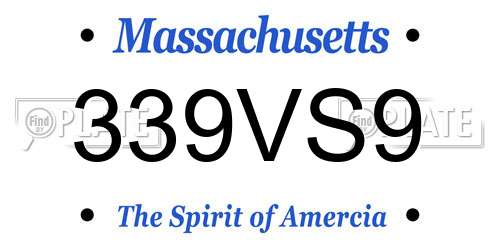 339VS9 Massachusetts License Plate