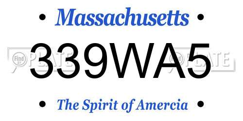 339WA5 Massachusetts License Plate