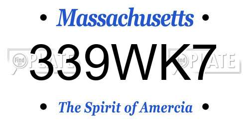 339WK7 Massachusetts License Plate