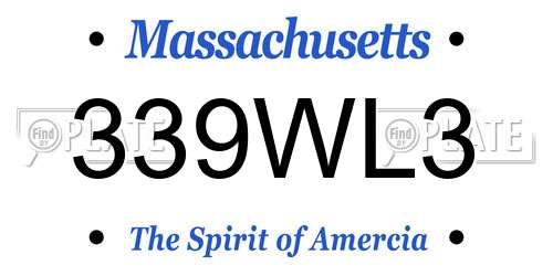 339WL3 Massachusetts License Plate