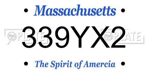 339YX2 Massachusetts License Plate