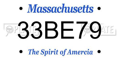 33BE79 Massachusetts License Plate