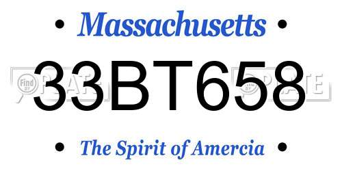 33BT658 Massachusetts License Plate