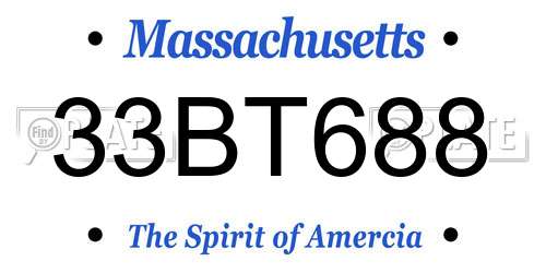 33BT688 Massachusetts License Plate