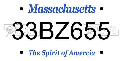 33BZ655 Massachusetts License Plate