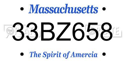 33BZ658 Massachusetts License Plate