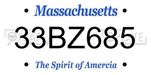 33BZ685 Massachusetts License Plate