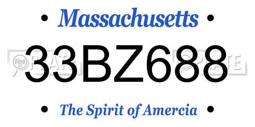33BZ688 Massachusetts License Plate