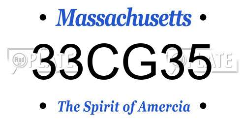 33CG35 Massachusetts License Plate