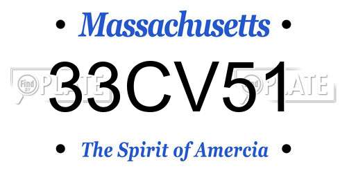 33CV51 Massachusetts License Plate