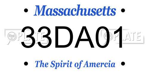 33DA01 Massachusetts License Plate