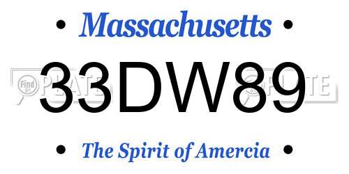 33DW89 Massachusetts License Plate