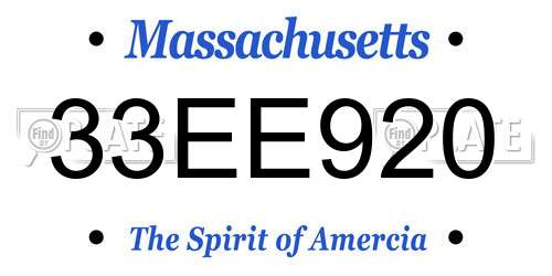 33EE920 Massachusetts License Plate