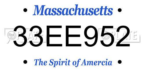 33EE952 Massachusetts License Plate