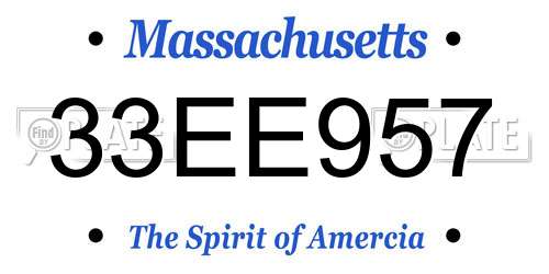 33EE957 Massachusetts License Plate