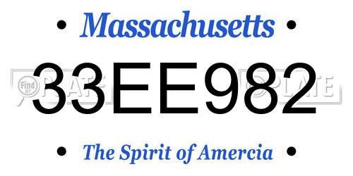 33EE982 Massachusetts License Plate