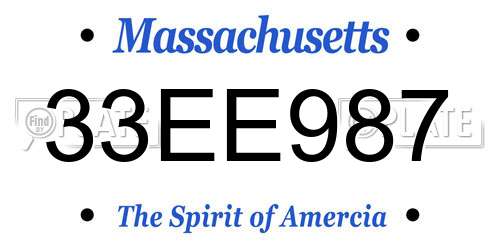 33EE987 Massachusetts License Plate