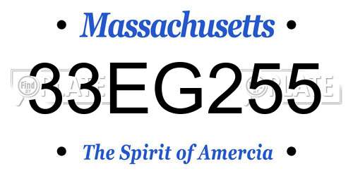 33EG255 Massachusetts License Plate
