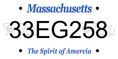 33EG258 Massachusetts License Plate
