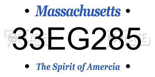 33EG285 Massachusetts License Plate
