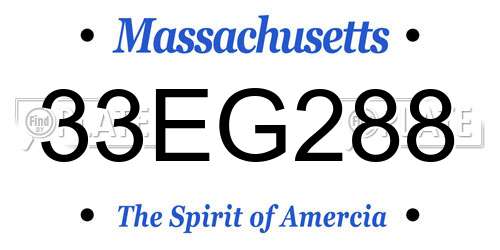 33EG288 Massachusetts License Plate