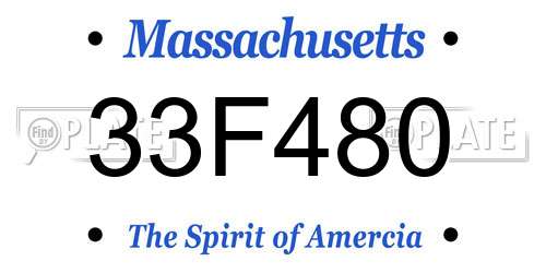 33F480 Massachusetts License Plate