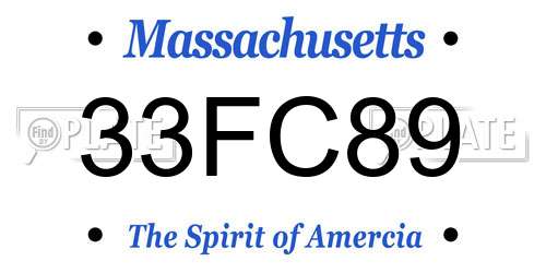 33FC89 Massachusetts License Plate