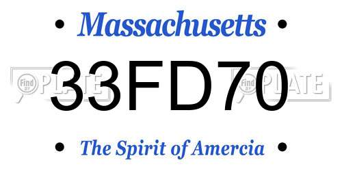 33FD70 Massachusetts License Plate