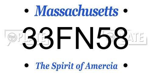 33FN58 Massachusetts License Plate