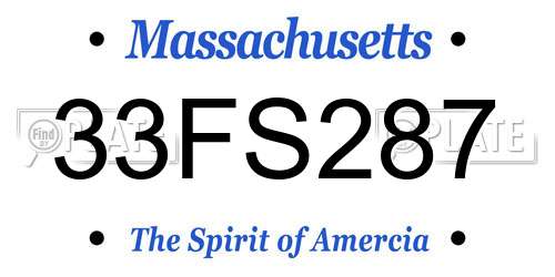 33FS287 Massachusetts License Plate