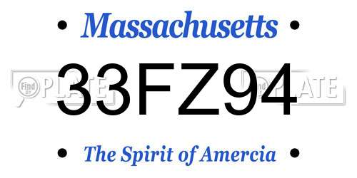 33FZ94 Massachusetts License Plate