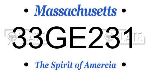 33GE231 Massachusetts License Plate