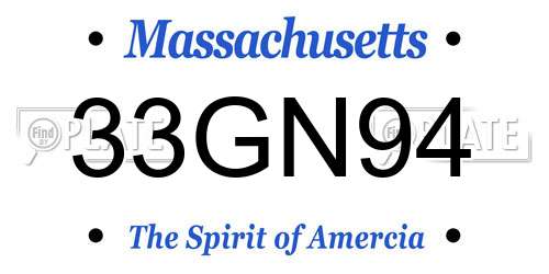33GN94 Massachusetts License Plate