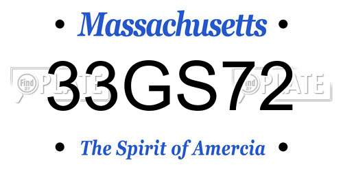 33GS72 Massachusetts License Plate