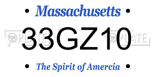 33GZ10 Massachusetts License Plate