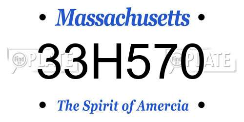 33H570 Massachusetts License Plate