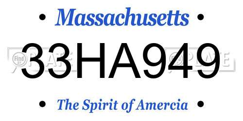 33HA949 Massachusetts License Plate