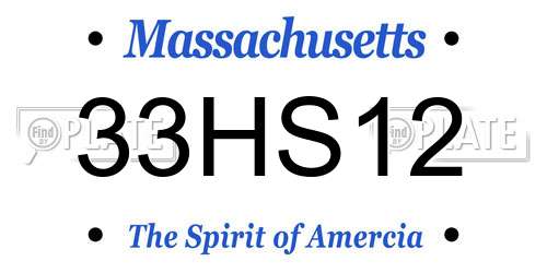 33HS12 Massachusetts License Plate