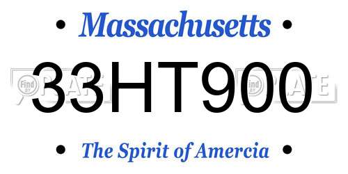 33HT900 Massachusetts License Plate