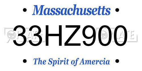 33HZ900 Massachusetts License Plate