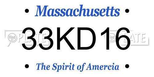 33KD16 Massachusetts License Plate