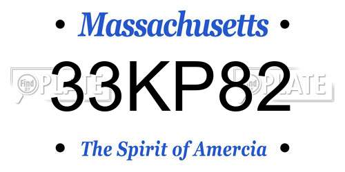 33KP82 Massachusetts License Plate