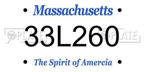 33L260 Massachusetts License Plate