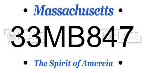 33MB847 Massachusetts License Plate
