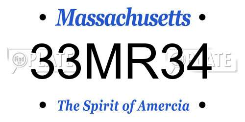 33MR34 Massachusetts License Plate