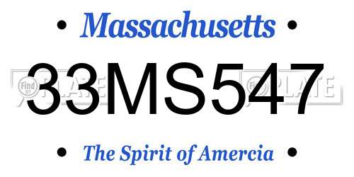 33MS547 Massachusetts License Plate