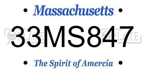 33MS847 Massachusetts License Plate