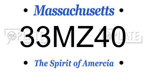 33MZ40 Massachusetts License Plate