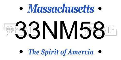 33NM58 Massachusetts License Plate
